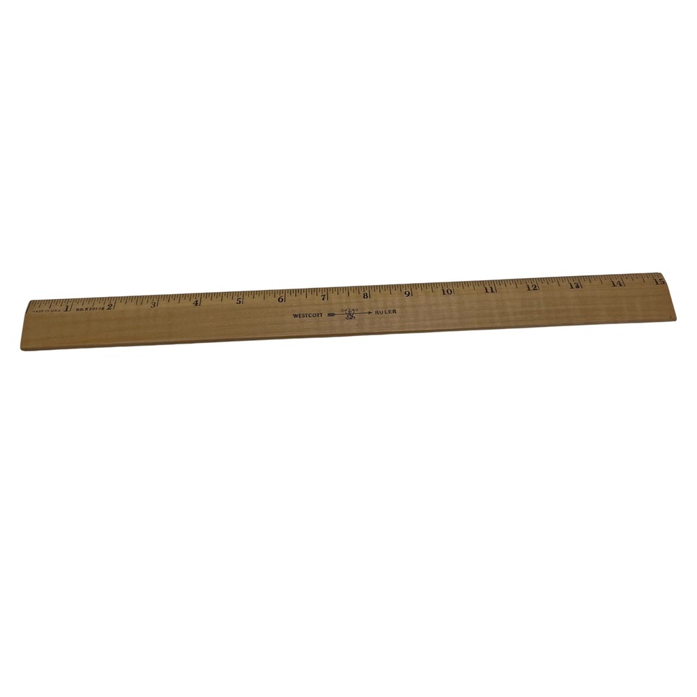 Westcott 15 Inch Wood Ruler with Metal Edge R501-15 Made in USA Vintage Style